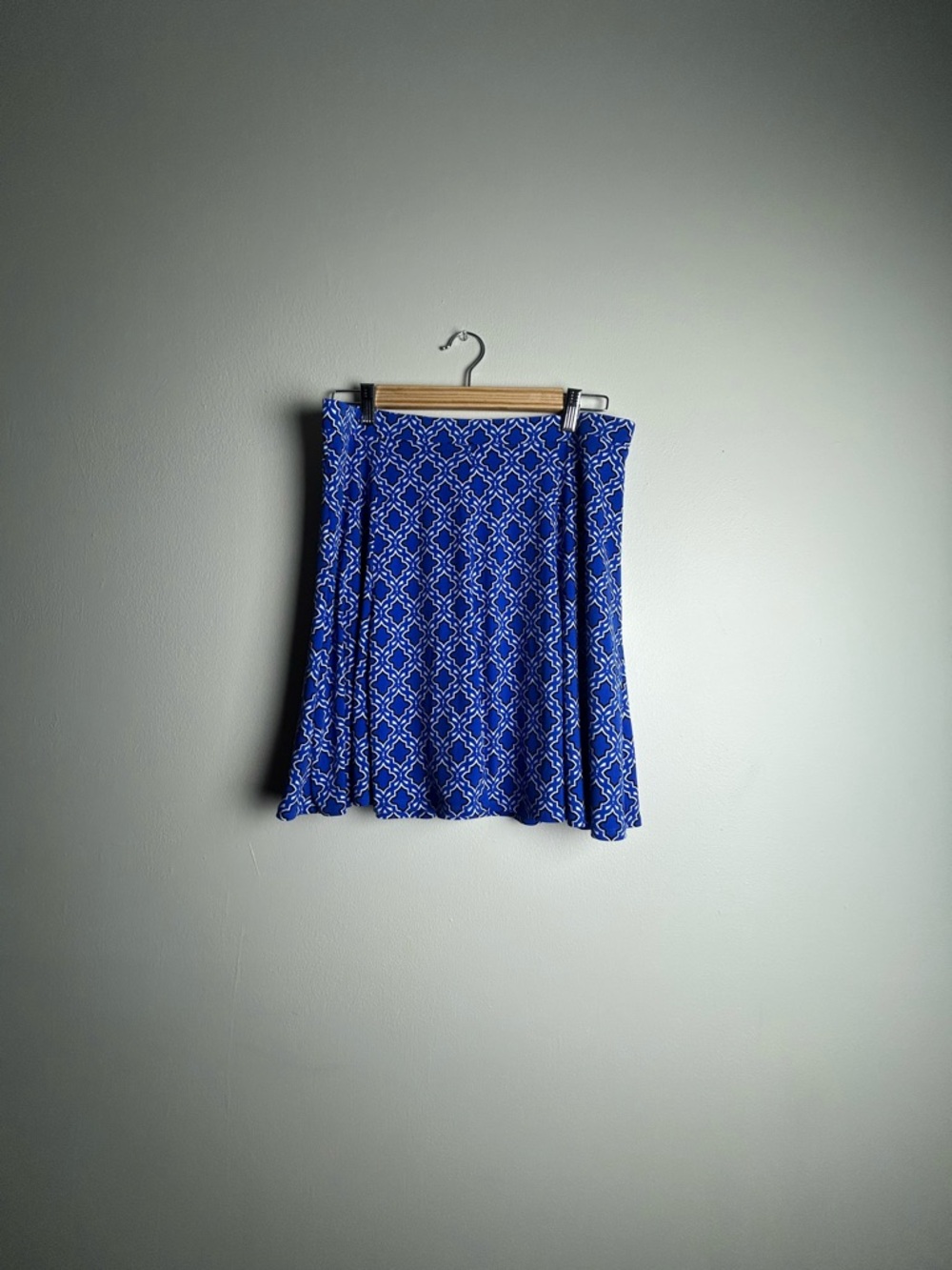Susan Graver Royal Blue and White Printed Circle Skirt